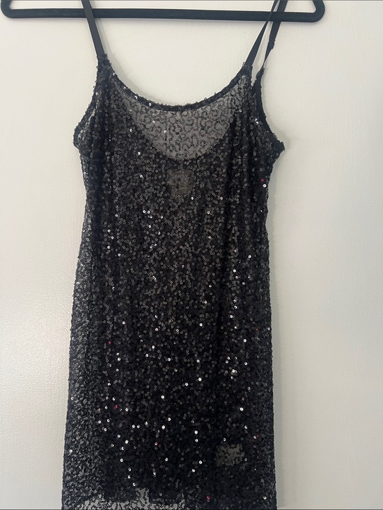 Free People Tops - Black Sequin Spaghetti Strap Tank